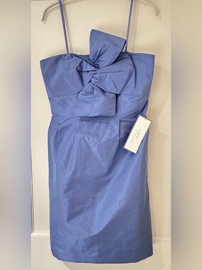 NWT J. Crew Bow Monde Silk Taffeta Cocktail Dress. Periwinkle Blue. Size 8